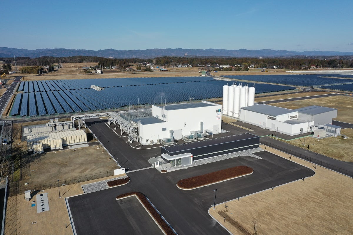 Toshiba’s Hydrogen Energy Research Field in Fukushima, Japan, is exploring the use of solar in hydrogen electrolysis. Image credit: Toshiba