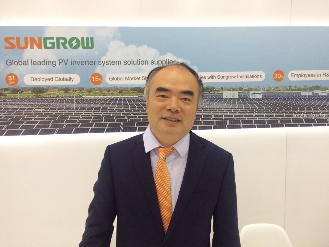 Cao Renxian, chairman and president at Sungrow, spoke to PV Tech at Intersolar Europe in Munich today about the new project. Credit: Tom Kenning