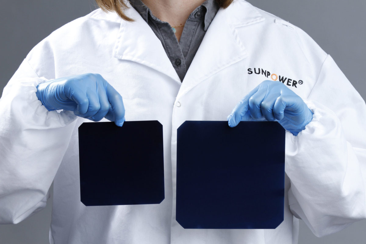 SunPower said that the new ‘large-area’ ‘A-Series’ module (1,833.88mm x 1,016mm) deployed 66 NGT cells, which use 156mm x 156mm N-type monocrystalline wafers, compared to its previously highest performing ‘X-Series’ cells and modules (125mm x 125mm) in a 96 cell configuration 1549.4mm x 1041.4mm, significantly larger than its previous high efficiency module and only targeted at the US residential market. Image: SunPower