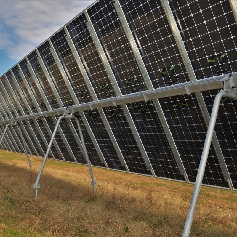 TerraSmart's TerraTrack system installed at a utility-scale solar farm in the US. Image: TerraSmart.