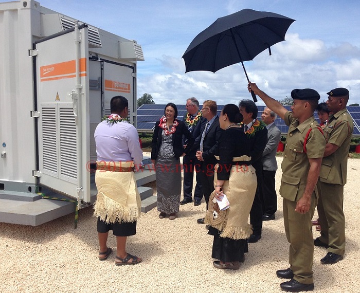 Developed over 2.5 hectares of land and featuring 7,440 solar panels, the Matatoa Solar Farm, built and operated by Zhuhai Singyes Green Building Technology. Image: Government of Tonga