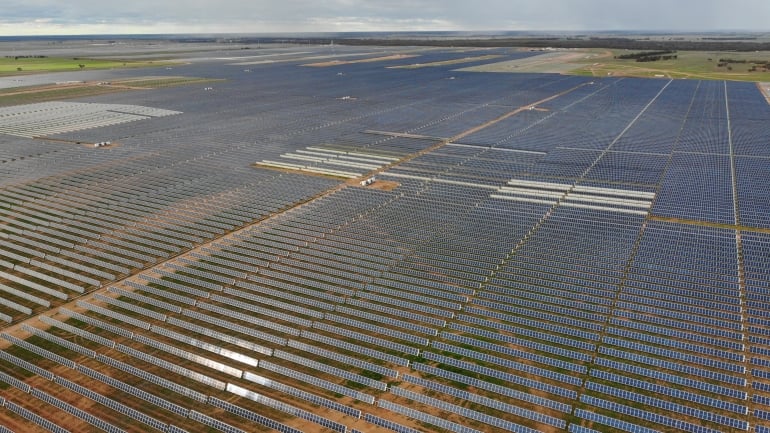 The Sunraysia Solar Farm in the Riverina town of Balranald, near Mildura, will be comprised of 755,000 PV panels when completed and will be located over an 800-hectare site. Image: UNSW Sydney