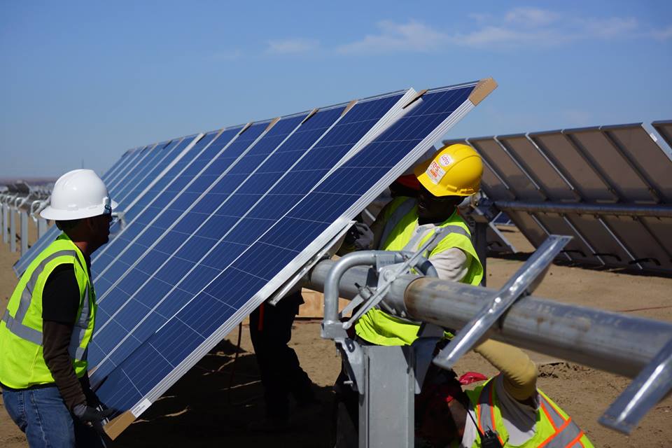 Utility-scale solar farm under construction in the US by RES. Image: RES Americas Facebook page. 