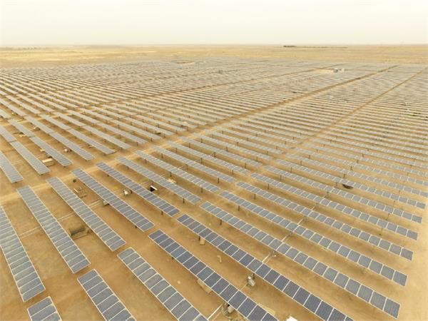 The Ghadir plant, which took seven months to construct, includes 39,000 solar panels and a number of trackers. Credit: SATBA