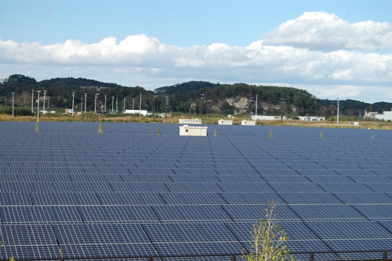 Solar farm in a region badly hit by the 2011 tsunami and earthquake, built not long after the event. It would be wrong to assume Japan's appetite for solar has waned, Kaizuka said. Image: Andy Colthorpe. 