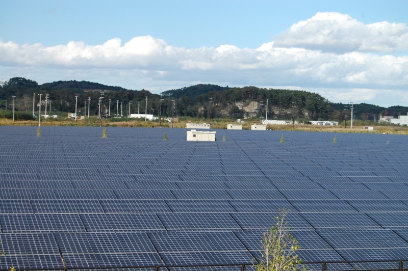 Solar farm in a region badly hit by the 2011 tsunami and earthquake, built not long after the event. It would be wrong to assume Japan's appetite for solar has waned, Kaizuka said. Image: Andy Colthorpe.
