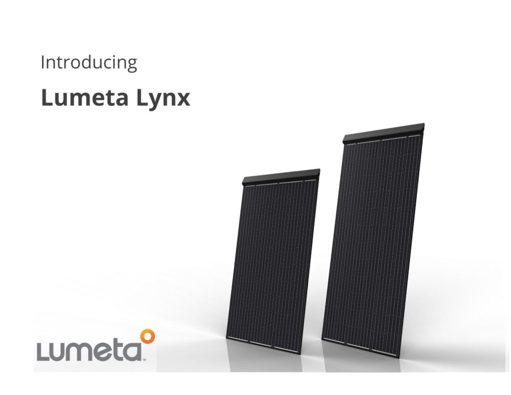 The Lumeta Lynx 72 is a 360W 18.3% efficient module designed for installation on almost all commercial roof systems. Image: Lumeta