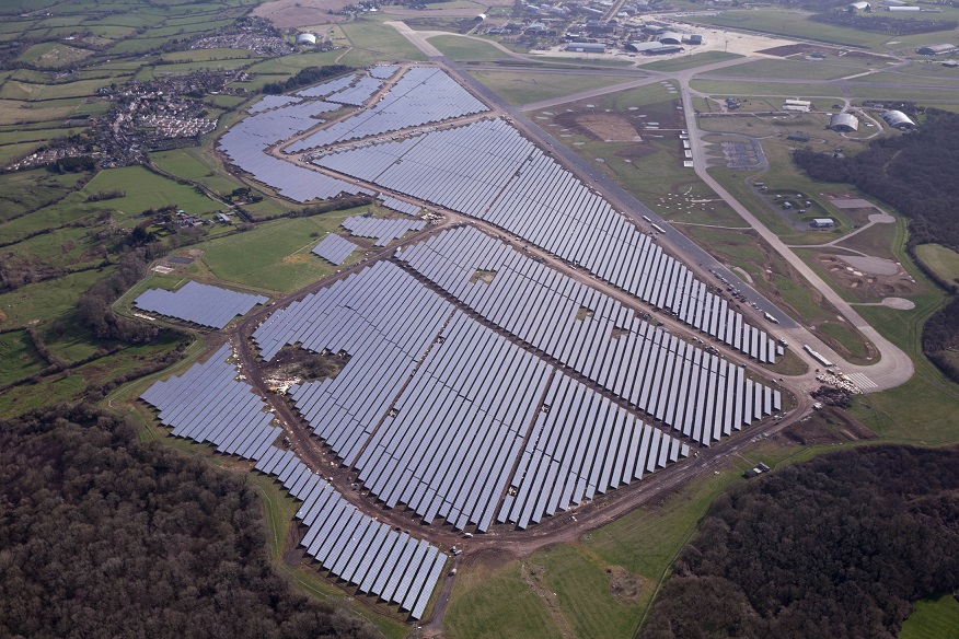 The Bradenstoke solar farm on the site of RAF Lyneham, currently the largest PV project in the UK. Source: BSR