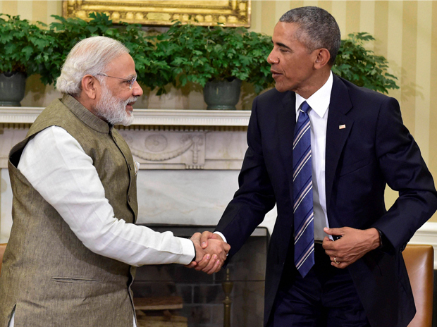 Prime minister Narenda Modi with president Obama in the Oval Office at the White House on Tuesday. Source: PTI