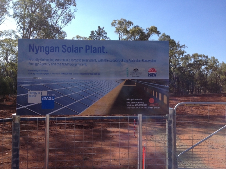 The 102MW Nyngan solar plant in New South Wales, Australia. Image: AGL.