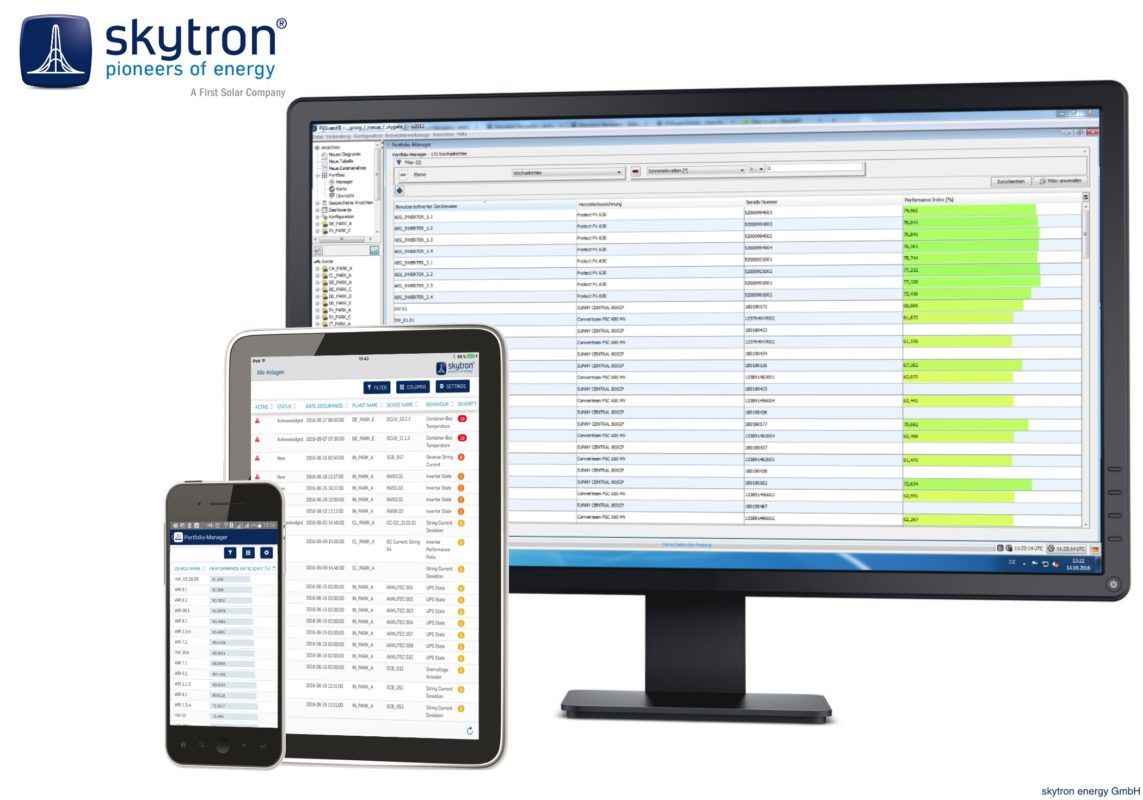 The geographical representation of sites and plant states allows operators a quick system overview at all times for any plant in an account. Image: skytron