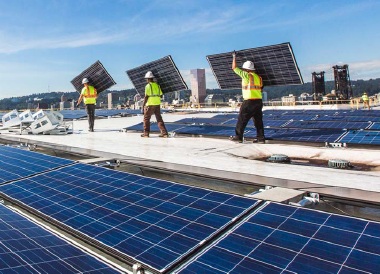 A SolarCity commercial rooftop install. The sector has still to reach the heights many expected.