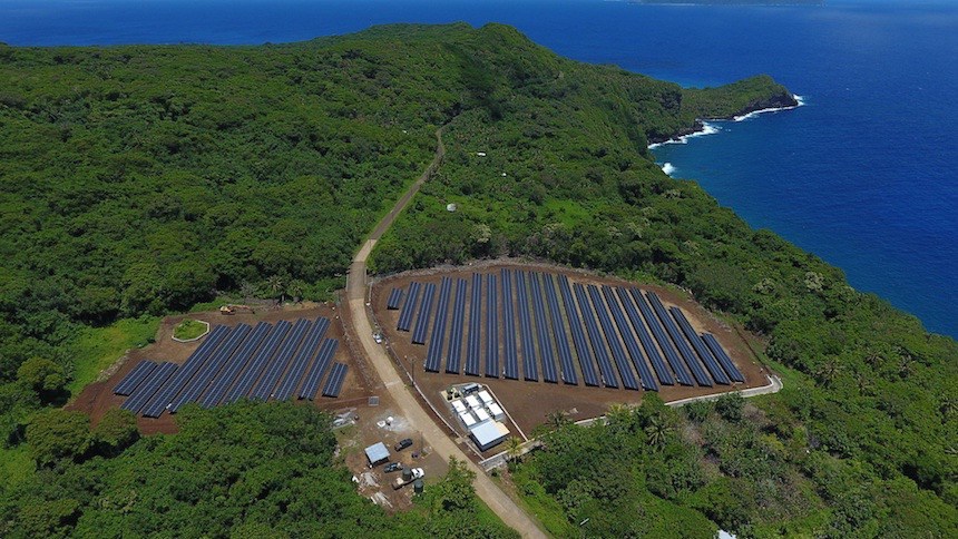 The 1.4MW solar installation on Ta'u, American Samoa. Image: SolarCity.