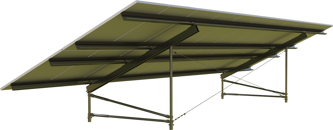 The TF2 racking system combines with the widely deployed ‘TerraSmart’ ground-screw foundation, making it suitable for difficult soil conditions. Image: TerraSmart