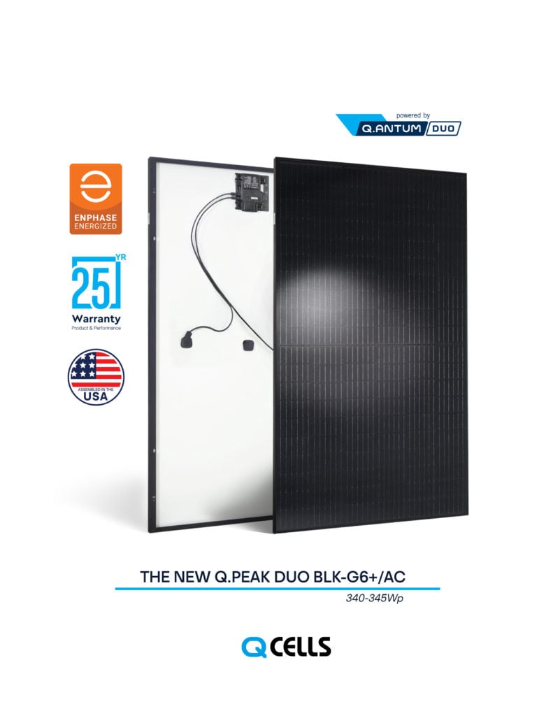 The Q CELLS Q.PEAK DUO BLK-G6+/AC 340-345 AC Module (ACM) features the Enphase IQ 7+™ microinverter and is the first Enphase Energized ACM from Q CELLS to come to market.