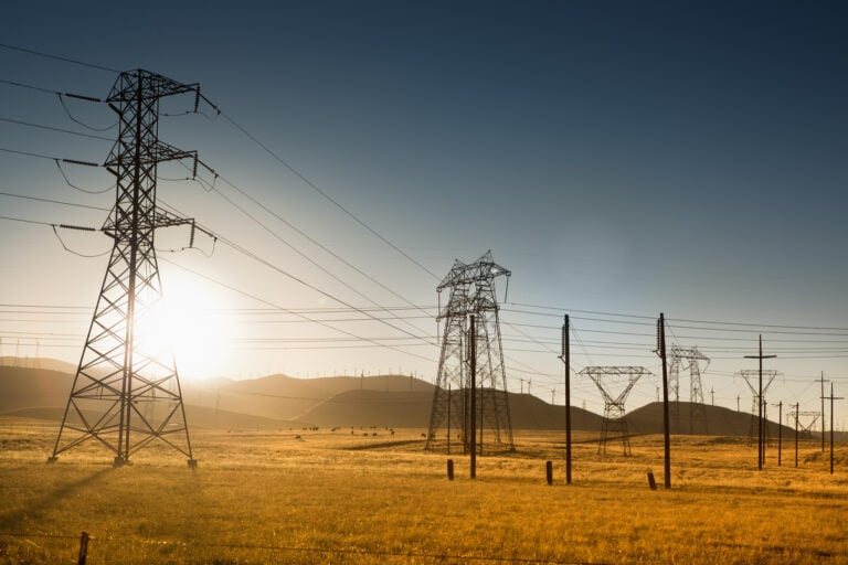 Power lines in California, US.