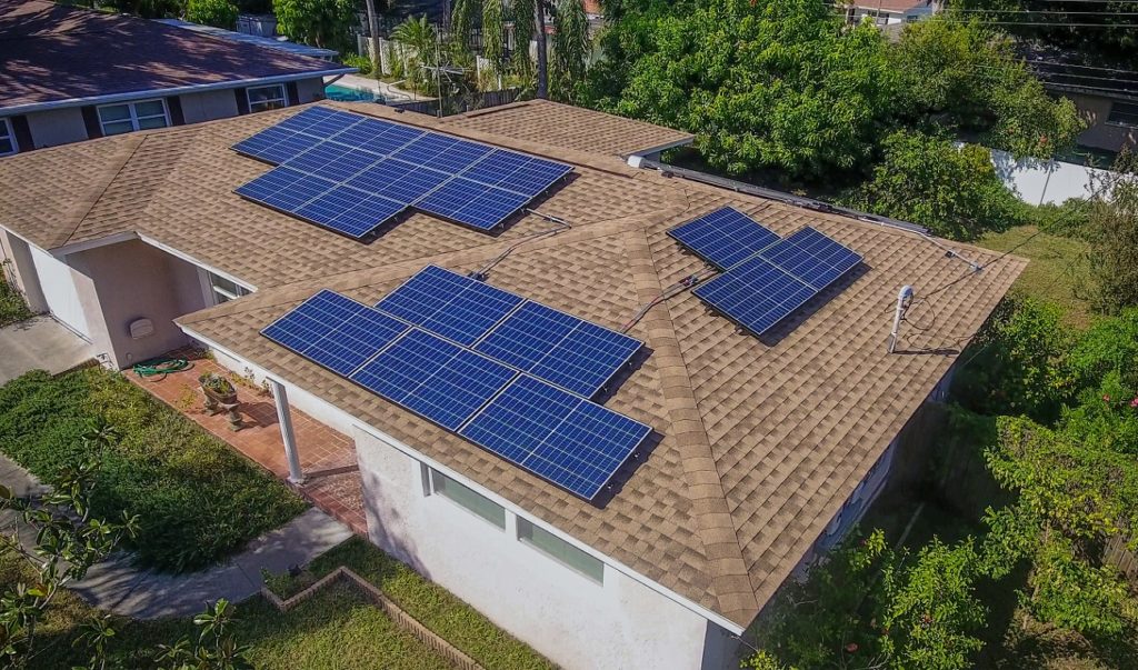 Rooftop solar panels.