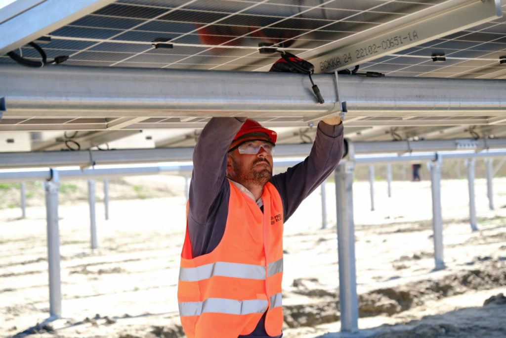 Trina Solar's 1P Vanguard trackers being installed at a solar project in Albania. Image: Trina Solar