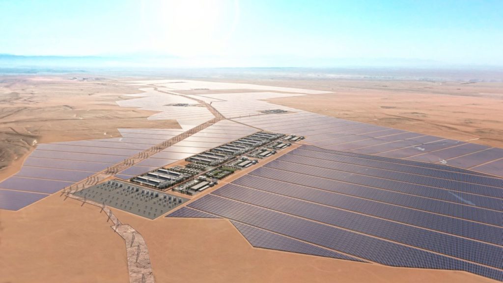 Aerial view of a rendered version of Verano Energy's 5.85GW green ammonia project in Peru powered by solar photovoltaic.