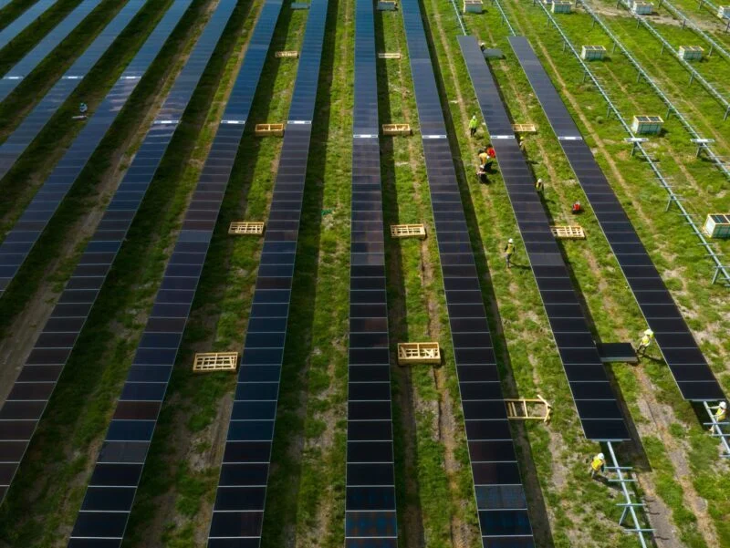Construction at Lightsource bp's Peacock solar project.