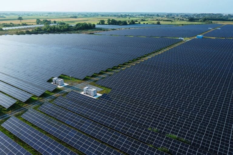 Aerial view of a solar PV plant from Uniper