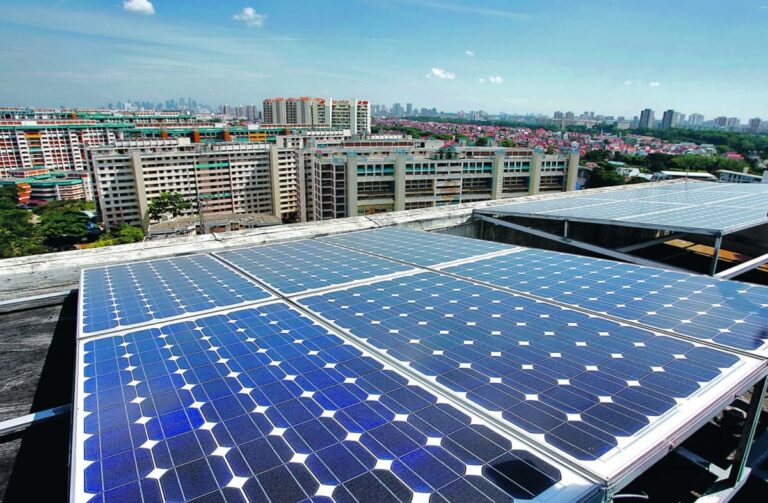 Rooftop solar panels in Singapore.