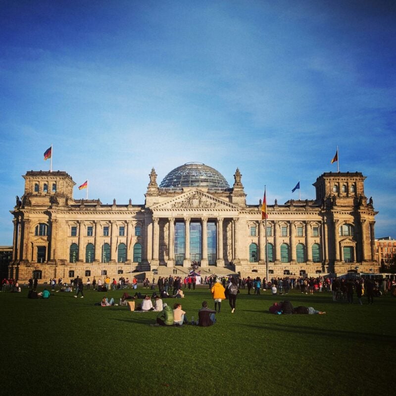 Front view of the Bundestag, Germany's Federal Parliament.