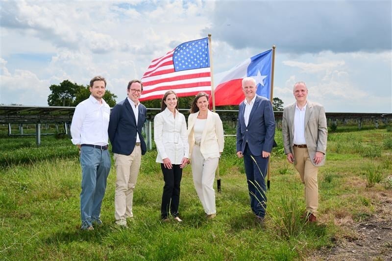 X-Elio representatives at its first operational solar-plus-storage project in the US