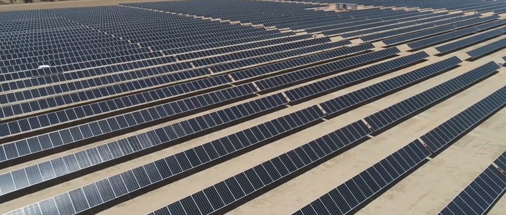 Close view of Sun Energy's 132MW solar PV plant in Western Australia, Australia