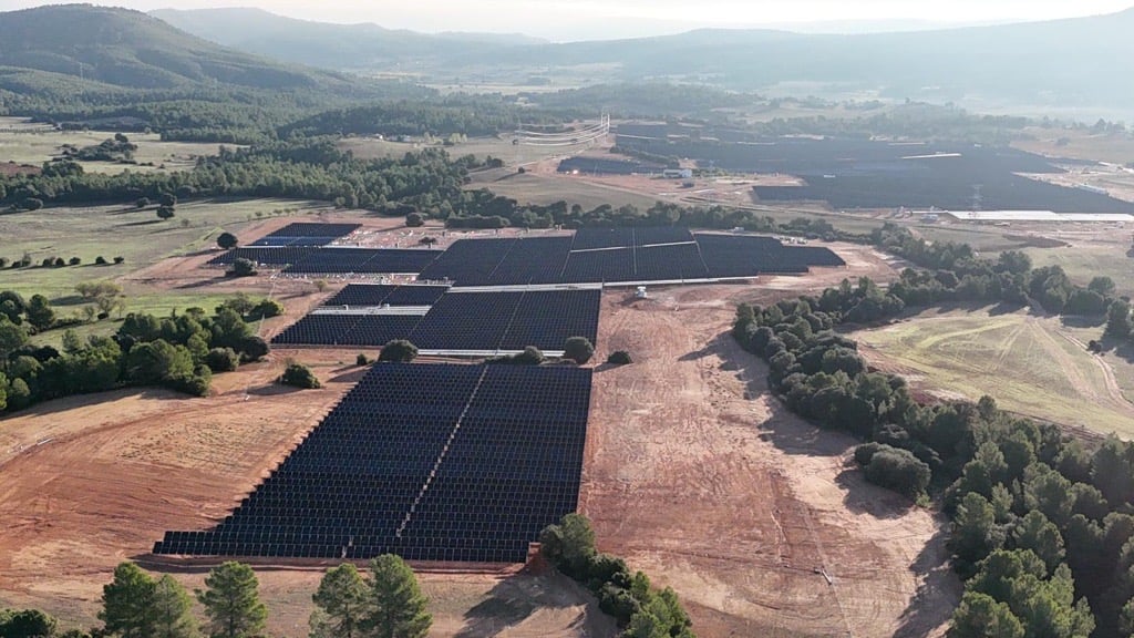 Aerial view of the Ayora solar PV plant in Spain