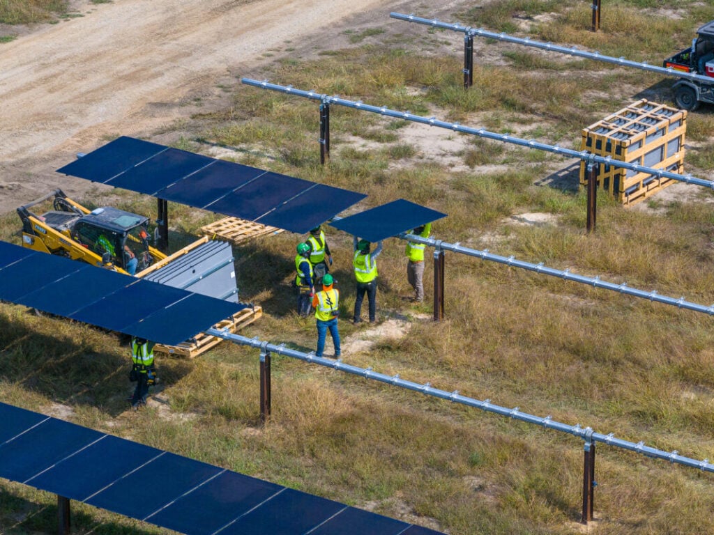 Construction at the Muskegon solar project.