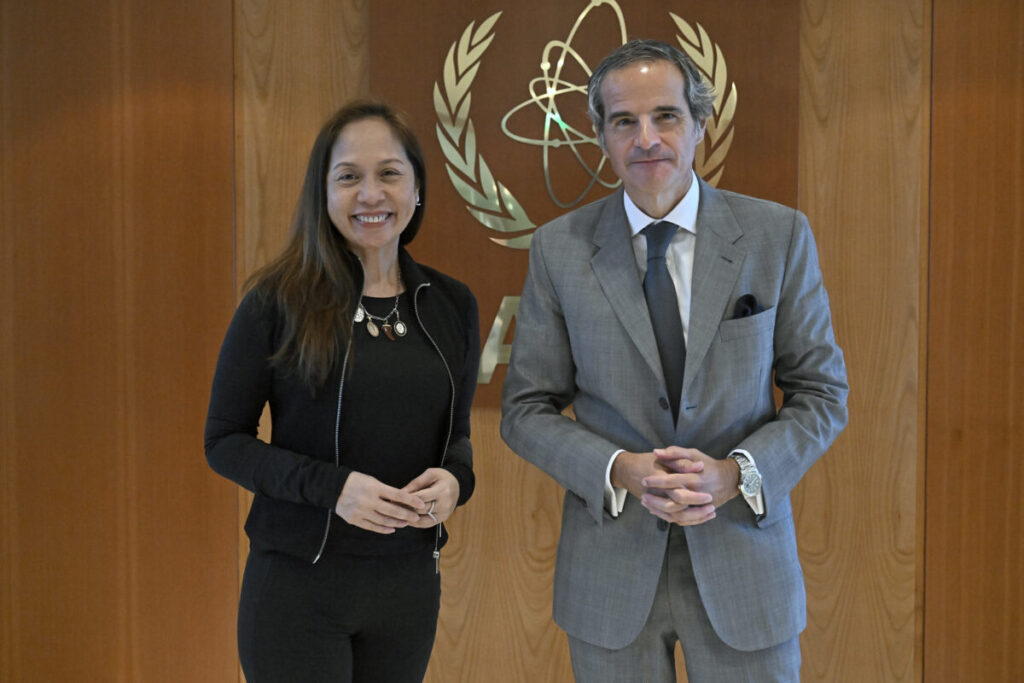 Philippines energy secretary Sharon S. Garin, left, at the IAEA.