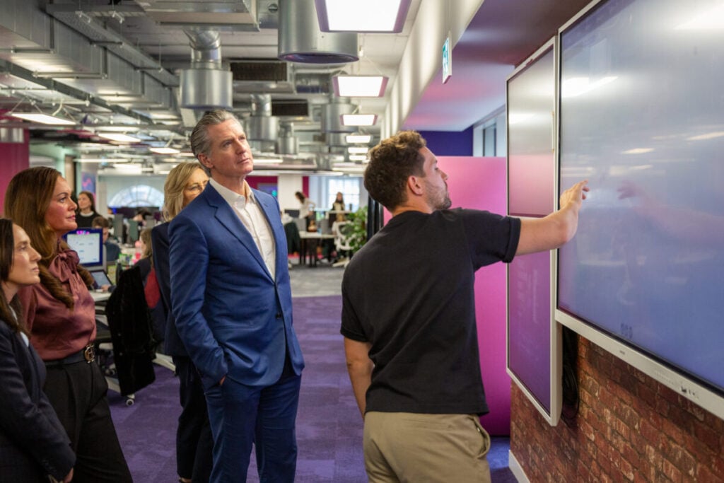 California governor Gavin Newsome visits Octopus' UK headquarters.