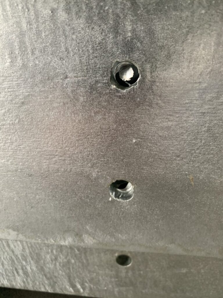 Excess zinc from
the galvanisation process