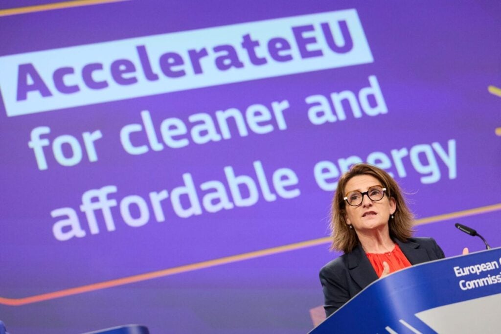 Teresa Ribera at press conference for AccelerateEU