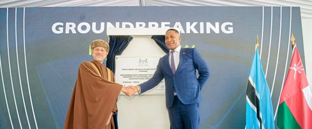 Botswana president Duma Boko (right) at the Maun project ground-breaking ceremony.