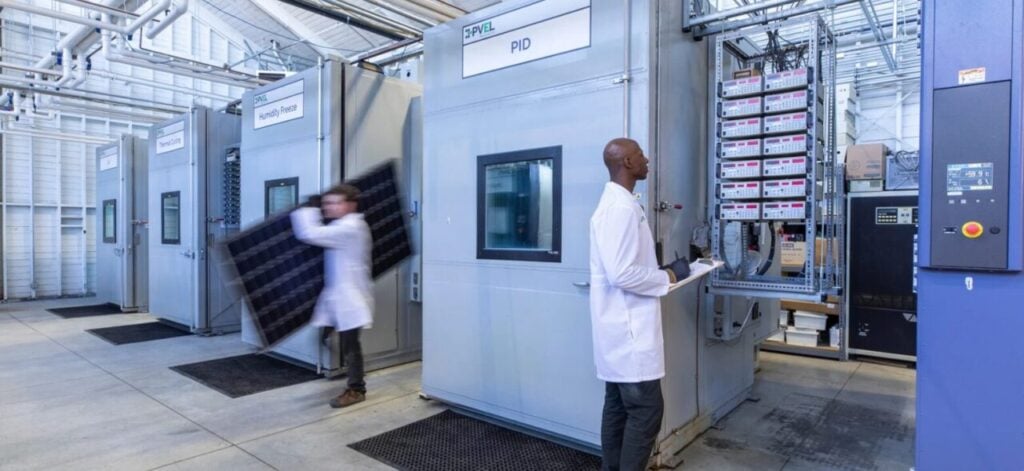 Module testing at a Kiwa PVEL facility.