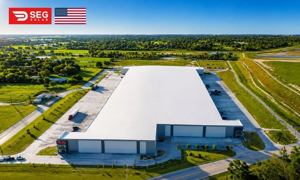 Aerial view of SEG Solar's new module assembly plant in Texas
