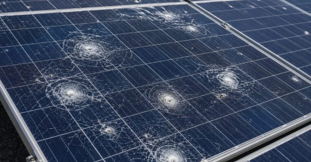 A damaged solar panel.