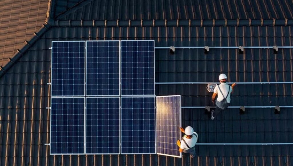 Rooftop solar installation.
