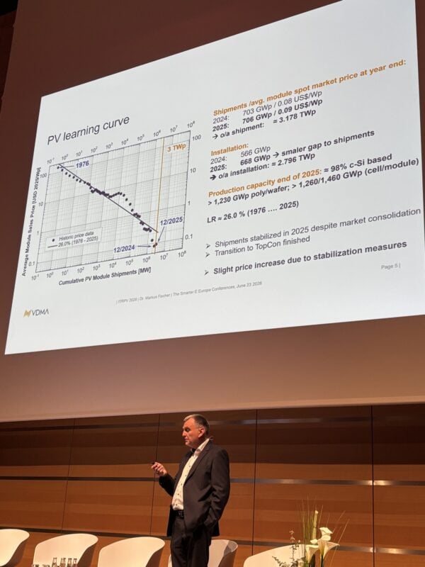 Markus Fischer speaks at the 2026 Intersolar Europe event.