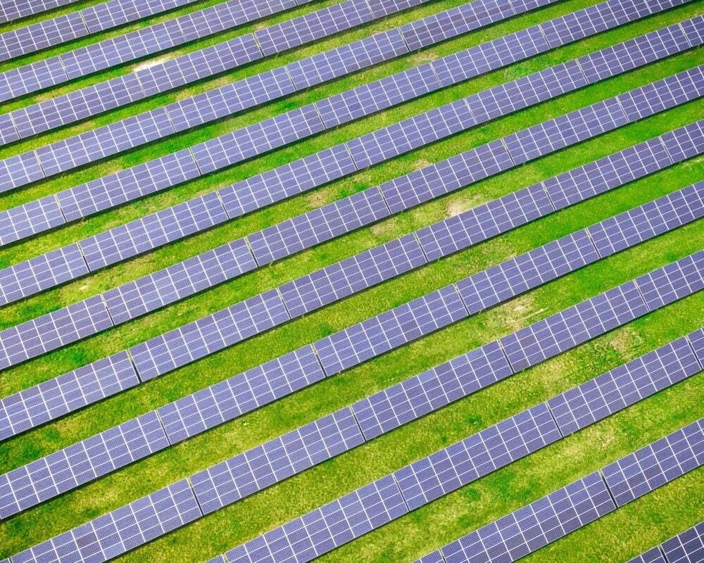 Solar panels viewed from above.