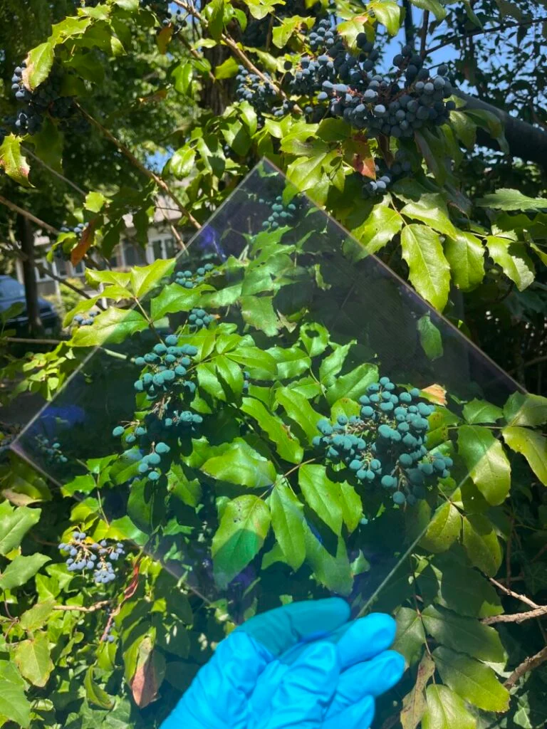 A transparent solar module developer by Franhofer ISE.