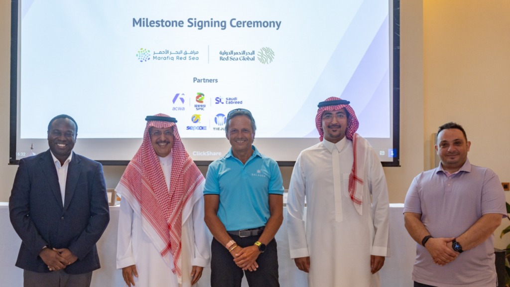 The Red Sea solar-plus-storage project signing ceremony.