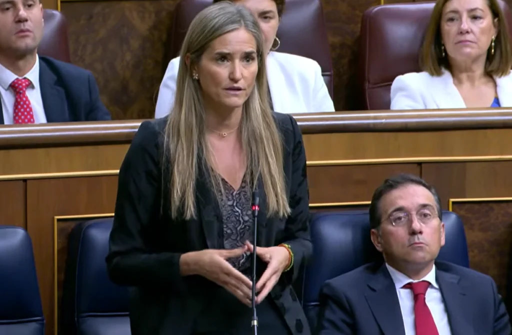 Spanish deputy prime minister and minister for ecological transition and the demographic challenge Sara Aagesen makes a speech.
