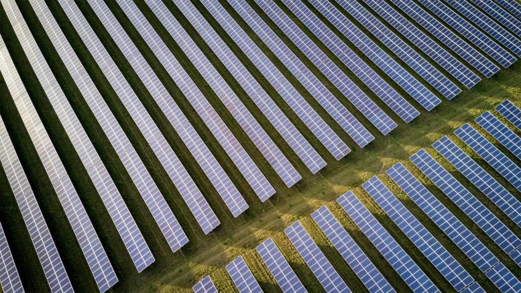 Image of solar modules taken from above.