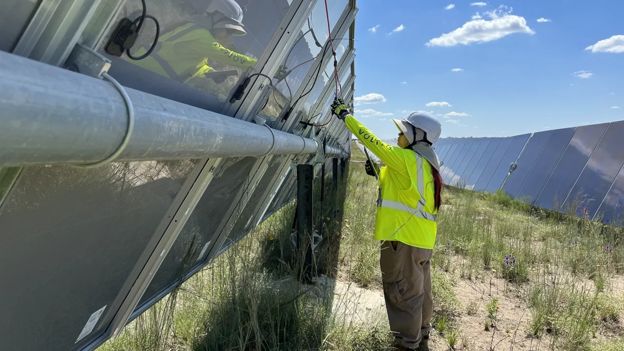 Female engineer working on a renewable energy installation