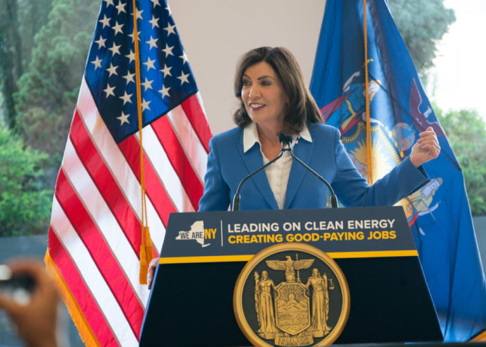 New York governor Kathy Hochul announces an initiative to install 6.4GW of new renewable capacity in the state. Image: Governor Kathy Hochul via Flickr