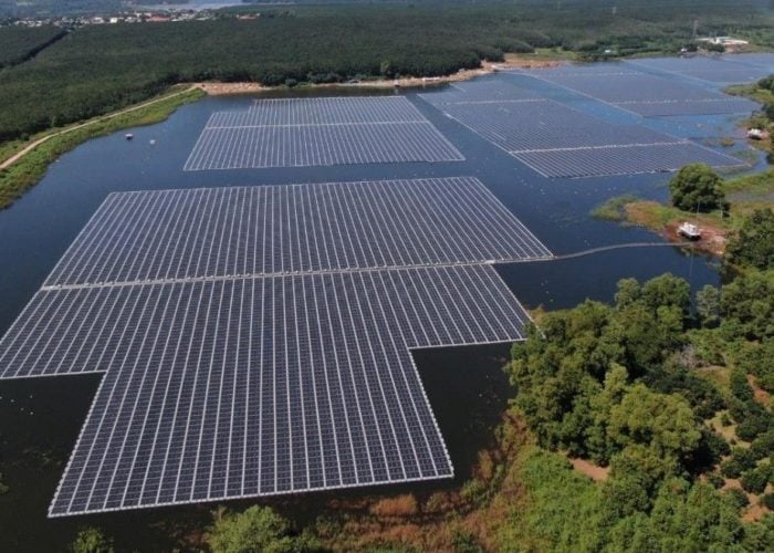 A 70MW floating solar plant at an irrigation lake in Vietnam. Image: Sungrow Floating.