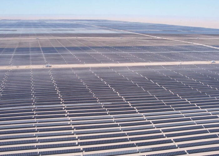 Aerial view of AMEA Power Abydos solar PV plant in Egypt